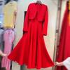 Conjunto de Dos Piezas Nanyou Estilo Europeo y Americano Vietnamita de Nicho: Vestido Corto con Falda Larga y Mangas Largas