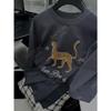 Yuran 26 Estilo Nuevo de Principios de Primavera Sensación de Piel Lino Algodón Lavado con Enzimas al Aire Camisa Oversize de Manga Corta con Estampado de Leopardo Retro