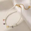 Aogu Collar Sencillo y Elegante Francés de Alta Gama con Circonita y Perla de Colores para Mujer Cadena para Clavícula Versátil de Lujo Accesible de Nicho