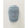 Gorra de mezclilla lavada retro americana con visera, gorra de béisbol de ala ancha bordada con lazo estilo coreano para mujer con cara pequeña