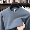 Suéter de punto de manga larga y cuello redondo para hombre para otoño e invierno, una capa base gruesa, ligera y lujosa con contenido de lana, en colores lisos, perfecto para usar en capas