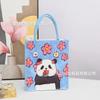 Guochao Post Bolsa de Feltro Panda Flor Bolsa Tote Bolsa Tote Bolsa de Mão para Ir ao Trabalho Feminina Bolsa de Ombro Único Bolsa de Presente