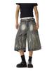 Shorts Jeans Americanos com Estampa de Relâmpago de Rua para Homens Verão Retrô Tamanho Grande Solto Emagrecendo Perna Larga Reta para Homens