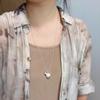 Estilo Coreano Fresco Simple Cepillado Bola de Coco Perla Destellante Collar Nicho Retro Combinable para Todo Sentido de Alta Gama Cadena de Lana Cadena de Tirar