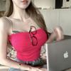 Ram Espalda Cruzada Diseño Hueco Chaleco Corto de Tirantes para Especias Ropa Exterior Sexy Tops Chaleco Pequeño