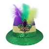 Carnaval Brasileño Mardi Gras de Nueva Orleans Sombrero de Jazz Accesorios Transfronterizos para la Cabeza Plumas Lentejuelas