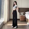 [2510] Pantalones de pierna ancha y estrecha para mujer, nuevos pantalones de verano de cintura alta con abertura, sueltos, casuales, rectos, tipo banana