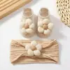 Diadema para Bebé Estilo Nuevo, Diadema Infantil Coreana con Lazo Florido, Set de Accesorios con Calcetines y Protección para la Fontanela