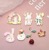 Tenedor cuchara de dibujos animados conejito principito rosa roja aleación colgante accesorios para joyería DIY colgante de llavero