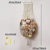 Hamaca de almacenamiento de juguetes de madera para pared, hecha a mano con cuerda de algodón tejida, red colgante de encaje para juguetes de peluche para niños