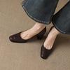 Zapatos de Tacón Alto para Commuter de Piel de Cabra de Primera Capa Suave Otoño 2025 Tacón Grueso Punta Cuadrada Zapatos de Salón de Piel Genuina Tallas Grandes y Pequeñas para Mujer Se Pueden Devolver