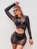 Yuedie Lencería Erótica Transfronteriza Estampado de Serpiente Europeo y Americano Chica Caliente Falda Corta Ajustada Conjunto de Malla Sexy Calado para Mujer Yd2561