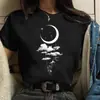 Harajuku Engraçado Menina dos Anos 90 Lua Camiseta Feminina Desenho Gola Redonda
