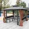 Gazebo de Liga de Alumínio, Toldo de Sol para Jardim de Villa no Pátio, Pavilhão Estilo Chinês, Toldo de Telhado para Terraço, Toldo para Área Externa
