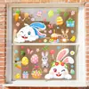 Cesta de Conejo de Dibujos Animados de Pascua Adornos de Huevos de Pascua Pegatinas Estáticas para Puertas y Ventanas de Vidrio Ambiente Centro Comercial