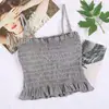 Camisola de verano para mujer, prenda exterior de verano, belleza de verano, espalda descubierta, top básico para el pecho, nuevo top versátil, top corto plisado