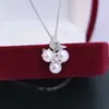 Collar colgante de perlas blancas de agua dulce de 6-7 mm perfectamente redondas, de alto brillo, casi sin defectos, estilo plata S925, suministro mayorista de joyería