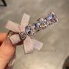 Horquilla de estilo coreano Dongdaemun con lazo de diamantes de imitación rosa para mujer, dulce temperamento, pinza para el pelo con forma de pico de pato, nuevos accesorios para el cabello
