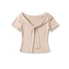 Ap25327-25 Nuevo Estilo de Verano Estilo Europeo y Americano Niña Deseo Puro Casual Cuello Marino Falso Dos Piezas Top Camiseta de Manga Corta