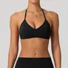 Sutiã esportivo estilo Lulu com gola halter e decote V escovado, roupa para Pilates e yoga, à prova de choque para corrida e fitness, roupa íntima de secagem rápida