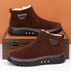 Invierno Nuevos Zapatos Old Beijing Botas para Hombre Cálidas Antideslizantes Lana de Oveja Edad Media y Avanzada Zapatos de Papá Forro Polar Engrosado Zapatos de Algodón