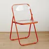 Nueva Silla Plegable Transparente, Silla de Comedor Acrílica, Silla de Ocio de Moda para Té con Leche, Silla para Fotos de Tienda de Ropa, Taburete de Maquillaje