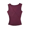Top de tirantes con escote en V cruzado Spicy Girl 2026 Nuevo de Verano Ajuste Delgado Camiseta sin mangas corta Top básico de color liso para mujer