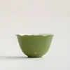Xícara de Chá Cerâmica Laranja-Verde Tangerina Pequena Verde Pintada à Mão Estilo Chinês Boca de Flor para Mulheres, Xícara de Mestre para Uso Pessoal, Conjunto de Chá Kung Fu com Uma Xícara