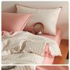 Conjunto de cama de algodão lavado simples escandinavo de quatro peças, colcha listrada de algodão puro, lençóis, conjunto de cama de três peças