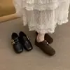 Hebilla de cinturón retro estilo francés, zapatos Birkenstock de suela blanda, forrados de felpa para abrigar, mocasines de algodón, zapatos de vestir para mujer