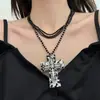 Colar em Camadas Exagerado com Estampa de Leopardo Preto e Branco e Contas, Estilo Europeu e Americano, Corrente para Clavícula da Moda Tendência Hip-Hop
