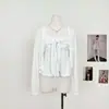 Top Regata Tomara-que-caia com Laço de Bolinhas, Blusa Acinturada, Cardigan Cachecol, Conjunto de Saída de Praia, Roupas Ye Hong, Algodão