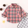 Amazon cross-border fabricantes comércio exterior roupas infantis 2021 primavera meninos manga comprida camisa xadrez giz de cera pequena nova camisa em pó