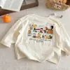Camiseta Base Infantil 2026 Primavera y Otoño Dibujos Animados Algodón Puro Patchwork Manga Larga para Niños y Niñas, Top Casual Elegante para Niños Pequeños