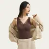 Chaleco térmico de terciopelo fino de Lyocell para otoño e invierno para mujer con almohadillas en el pecho, cuello en V de encaje, top interior sin costuras para capas