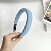 Serie azul claro tela esponja diadema textura a cuadros logo metálico suave fresco aumenta altura calavera superior niña versátil cabeza