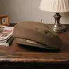 Nuevo gorro boina de lana con letra, sombrero de pintor moderno, cómodo y cálido para otoño e invierno, gorra retro artística para mujer con un ambiente artístico