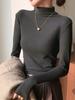 H679 Selección Estricta de Camiseta Base Nuevo Top de Cuello Alto Delgado de Color Sólido Cálido de Manga Larga Otoño e Invierno para Mujer