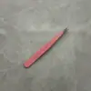 Pinzas para Cejas de Acero Inoxidable Pinzas para Cejas Pinzas para Pestañas Postizas Depilador de Barba Ceja Delgada Herramienta de Belleza para Maquillaje Boca Oblicua Negro Rosa