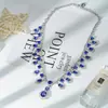Collar de Plata de Ley S925 con Zafiro de Cultivo en Forma de Almohada Lujo Accesible Lujo de Gama Alta Collar de Cena Set de Joyería Listo para la Venta