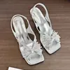 Sandalias Abiertas de Estilo Francés para Mujer, Zapatos de Hada de Gama Alta con Fuegos Artificiales de Verano y Pedrería, Nuevo Modelo 2026, Sandalias Deslumbrantes con Tacones Finos