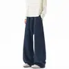 Pantalones deportivos de talla grande para hombre con estampado de escamas de dragón, pantalones largos de pierna ancha en azul marino, de corte holgado, con caída, de pierna recta, casuales para hombre, de alta resistencia