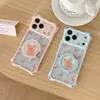 Funda de teléfono con diseño de oso de lunares adecuada para Apple 18 Pro Max, iPhone 17 con soporte, 16 linda, 15 con agujeros precisos