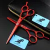 Tijeras de Peluquería Shenxingzhe de 6.0 pulgadas con Patrón Rojo Pintado, Tijeras para Cortar el Cabello, Tijeras Rectas, Tijeras Entresacadoras