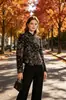 Abrigo Corto Jacquard Floral Vintage para Mujer, Cuello Alto, de Botones, Dobladillo Irregular, Corte Ajustado, Chaqueta Retro, En Stock para Otoño