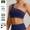 Nuevo Estilo Europeo y Americano Sujetador Deportivo Asimétrico de un Hombro Secado Rápido a Prueba de Impactos para Correr Chaleco Deportivo Elástico Color Nude para Yoga