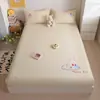 Lençol de Cama Ajustável de Algodão Lavado Desenho Animado Gatinho Ganancioso Fofo Peça Única Lençol de Cama Capa de Edredom Única Capa Protetora Separada de Algodão Puro