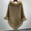 Otoño e invierno transfronterizo europeo y americano nuevo estilo cuello de imitación de piel de conejo chal capa talla grande mujer suéter de punto pullover abrigo top