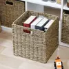 Cesta de Armazenamento de Rattan Personalizada para Sala de Estar, Cesta de Armazenamento Trançada para Organizar Itens Diversos, Cesta de Armazenamento Dobrável para Gaveta de Armário em Grade