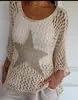 Suéter de Cinco Estrellas con Cuello Redondo de Estilo Europeo y Americano, Nuevo de Verano, Top Elegante de Siete Mangas para Mujer, Camisa para Aire Acondicionado